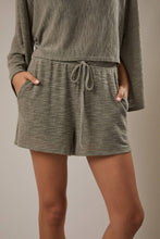 Load image into Gallery viewer, ELARA BOAT NECK SHORTS SET | OLIVE HAZE