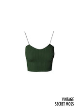 Load image into Gallery viewer, VINTAGE RIBBED CROP TOP | BLACK STRING STRAP