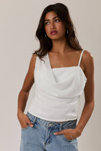 Load image into Gallery viewer, HELENA ONE SHOULDER COWL NECK TOP | WHITE