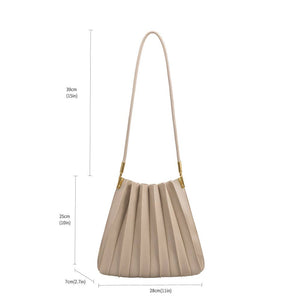 CARRIE PLEATED SHOULDER BAG | MUSHROOM