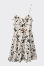 Load image into Gallery viewer, SASHA EMBROIDERY CUT OUT MINI DRESS | IVORY &amp; BLACK