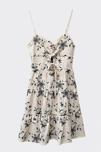 SASHA EMBROIDERY CUT OUT MINI DRESS | IVORY & BLACK