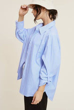 Load image into Gallery viewer, SARA OVERSIZED BUTTON-DOWN TOP | BLUE