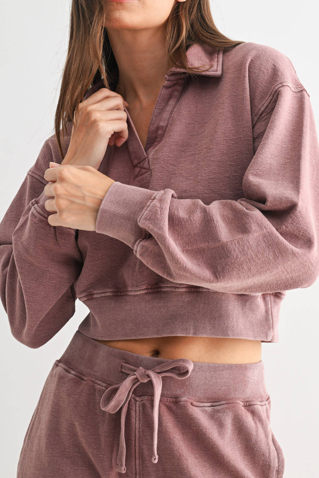 HIGHLAND JACQUARD COLLAR PULLOVER | ROSE TAUPE