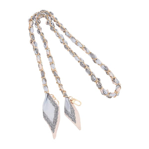 BABY PAISLEY LONG GOLD SCARF CHAIN | BLUE & CREAM