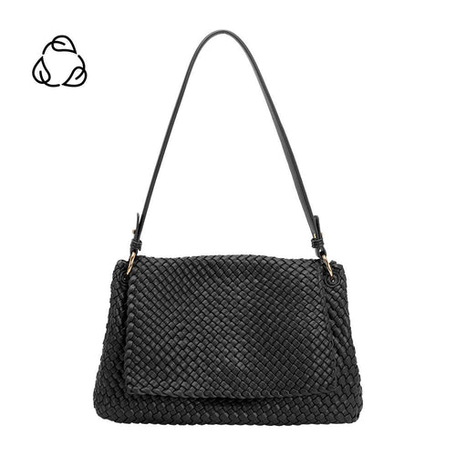 NATALIA RECYCLED VEGAN SHOULDER BAG | BLACK