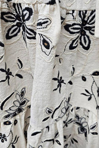 SASHA EMBROIDERY CUT OUT MINI DRESS | IVORY & BLACK