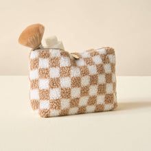 Load image into Gallery viewer, CHECKERED TEDDY POUCH | TAN