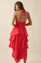 Load image into Gallery viewer, MICA TIERED RUFFLE HALTER MAXI DRESS | CHERRY TOMATO
