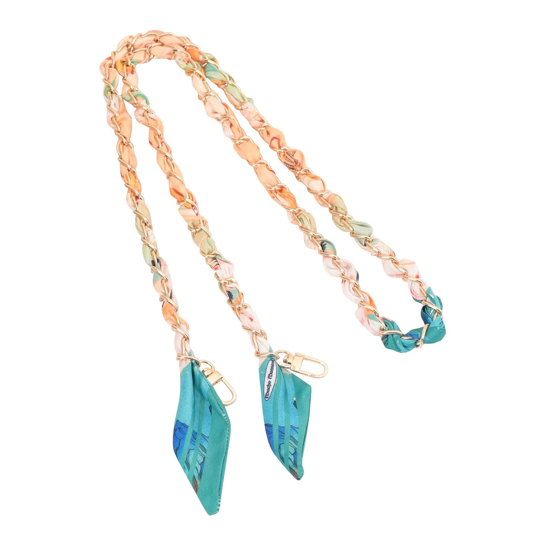 CAPRI WATERS LONG GOLD SCARF CHAIN | BLUE & YELLOW MULTI