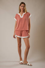 Load image into Gallery viewer, ENID CONTRAST KNIT SHORT SET | SALMON