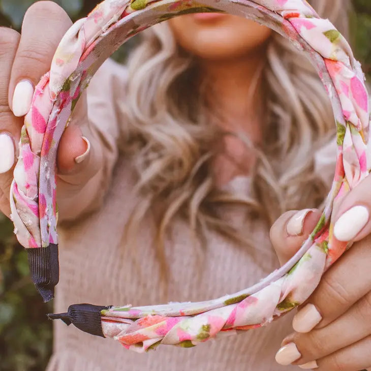 BLOOMING FLORAL BRAIDED HEADBAND