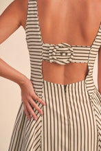 Load image into Gallery viewer, TALIA STRIPED BUCKLE  MIDI DRESS | CREAM &amp; BROWN