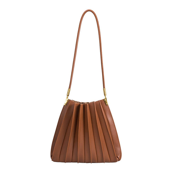 CARRIE PLEATED SHOULDER BAG | SADDLE