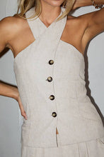 Load image into Gallery viewer, CHASIDY HALTER BUTTON UP TOP | OATMEAL