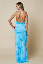 Load image into Gallery viewer, VIVIANNA COWL NECK HALTER MAXI DRESS | BLUE