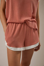 Load image into Gallery viewer, ENID CONTRAST KNIT SHORT SET | SALMON