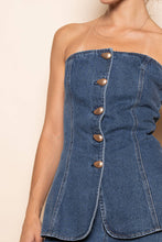Load image into Gallery viewer, SHAY DENIM BUTTON FITTED TUBE TOP