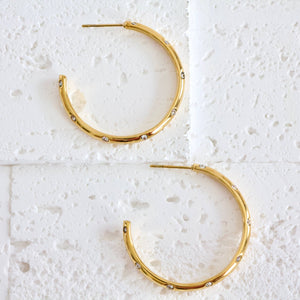 ZIRCON PAVE HOOP EARRINGS | WATERPROOF