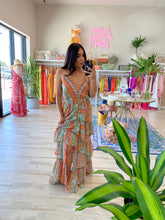Load image into Gallery viewer, BARCELONA SUNSETS RUFFLED MAXI DRESS