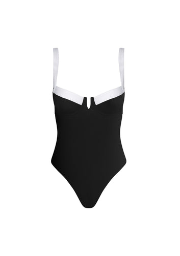 ST. BARTS ONE PIECE SWIMSUIT | WHITE & BLACK