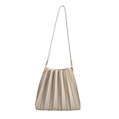 CARRIE PLEATED SHOULDER BAG - BONE