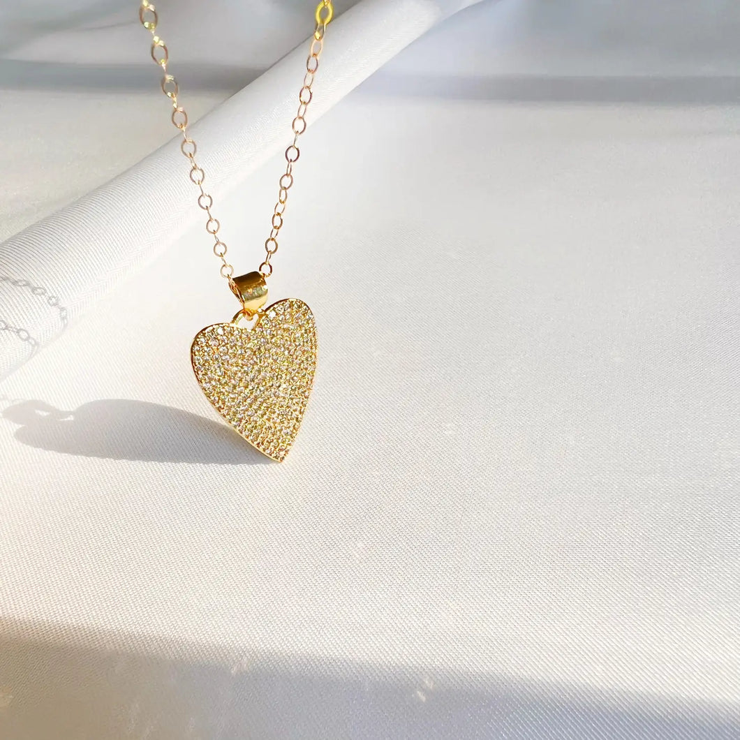 ONE LOVE HEART CZ NECKLACE | GOLD FILLED